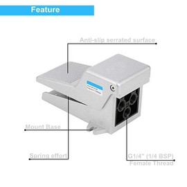 G1/4 2 Position 5 Way Pneumatic Foot Pedal,Foot Press Switch Pneumatic Pedal Switch Controller Pneumatic Valve 1/4 of Aluminum Alloy of Controling the Medium And Changes its Direction