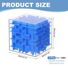 YOKIVE 3 Pcs Labyrinth Puzzle Box, Puzzle Cube Funny Labyrinth Game Puzzle Box Mind Teasers Leisure Toys, Great for Teens and Adults Birthday Gifts (Blue/Green/Pink, 2.36-Inch)