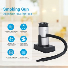 BORUIT Smoking Gun Cocktail Smoker Gun Includes Wood Chips and Accessories,Portable Drink Smoker,Indoor Food Smoker Infuser Kit for Cocktails,Meat,BBQ,Cheese,Veggies & Sous Vide（Silver)