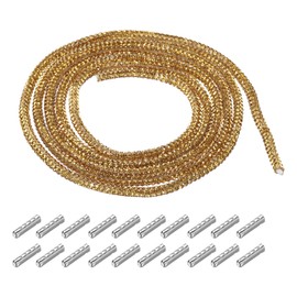 MECCANIXITY 4mm x 1.2m Shoe Laces Hoodie String Glitter Cords Rhinestone Tube Rope Bling Crystal String Rope for DIY Sneakers Sweaters Sweatpants Decoration Gold with Aglets