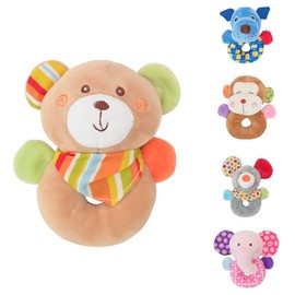 Lorelli Baby Rattle Plush Animals, Grasping Toy, Rustling Zones, Bright Colours, Colour: Beige