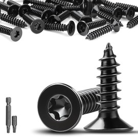 Mbsomnus Pack of 90 Wood Screws Black Countersunk Head M4 x 10 mm Screws Stainless Steel A2 V2A Acoustic Panels Screws Wood Screws Torx Full Thread Self-Tapping Chipboard Screws for Furniture Mounting