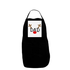 TooLoud Matching Family Christmas Design - Reindeer - Dad Panel Dark Adult Apron - Black - One-Size