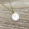 Gold Tone Tiny Clock Pendant Necklace Handmade