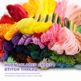 Embroidery Thread Set Cotton 50 Colours Embroidery Thread Soft Embroidery Thread Set Stick Yarn for Cross Stitch Bracelets Knotting Beginners
