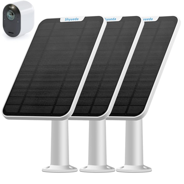 4W Solar Panel Charging Compatible with Arlo Pro 3/Pro 4/Pro 5S/Ultra/Ultra 2 only, with 13.1ft Waterproof Charging Cable, IP65 Weatherproof,Includes Secure Wall Mount(3-Pack)(Magnetic Connector)