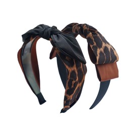 drakloak Headbands for Women's Hair,2PCS Retro Leopard Print Knotted Headband for Women,Girls Headbands,non Slip Headbands for Women,Tropical Wide Hairband,Fashion Hair Accessory（13-BW-14-BK）