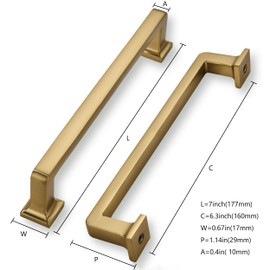 khtumeware 10 Pack Champagne Bronze Cabinet Pulls, 6-5/16 Inch(160mm) Hole Centers Antique Solid Satin Brass Cabinet Handles Kitchen Hardware Straight Bar for Cabinets and Drawer Pulls