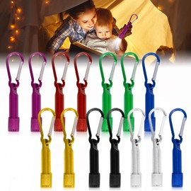 Leikurvo Pack of 14 LED Key Fob Torch, Children's Mini LED Torch Portable Torch for Outdoor Camping Cycling (Black, Red, Blue, Purple, Gold, Green, Silver)