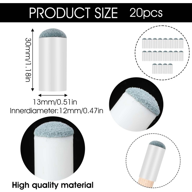 Mabor 20pcs Slip On Pool Cue Tips, Pool Queue Stick