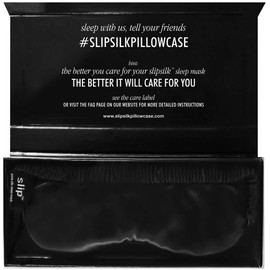 Slip Silk Sleep Mask, Black (One Size) - 100% Pure Mulberry 22 Momme Silk Eye Mask - Comfortable Sleeping Mask with Elastic Band + Pure Silk Filler and Internal Liner