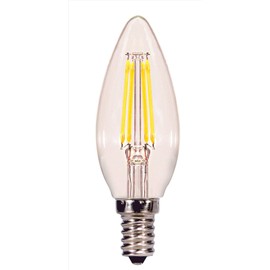 Satco S29877 Candle Shape 4.5 Watt 120 Volt B10 LED Bulb E12 Candelabra Base; 2700K (6 LED Light Bulbs)