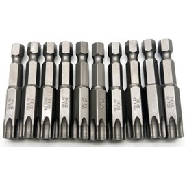 XMHF 10 Piece 50mm Long 1/4 Inch Hex Shank T50 Torx Head Magnetic Screw Driver Bit Set Security Tamper Proof Star 6 Point Screwdriver Kit Tools