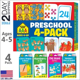 School Zone Preschool prep FlashCards Educational Toys Books for 4 5 Year Olds Toddlers Kids
