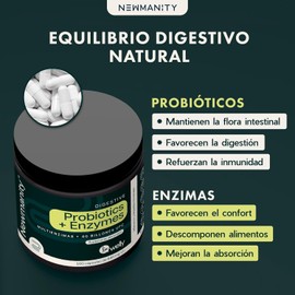 NEWMANITY Probiticos y Prebiticos con Enzimas Digestivas 40 Billones - 180 Cpsulas Veganas para Hombre y Mujer con 15 Cepas y 3 Probiotics...         