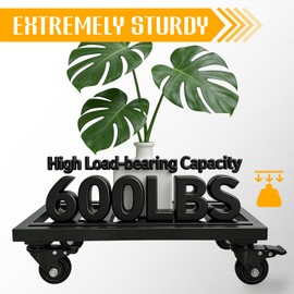 NULTRUMA 22" Heavy Duty Plant Caddy with Wheels, 600lbs Large Metal Plant Stand on Rollers, Square Plant Dolly with Lockable Caster Wheels, Rust-Proof Planter Trolley for Indoor Outdoor Use