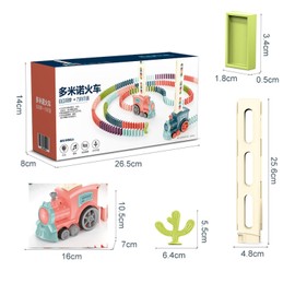 Domino Train Blocks Set Electric Train Model Auto Drop Building Blocks Educational and Fun Children Toys Pink