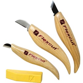 Flexcut Chip Carving Tan Wood Carbon Steel 3pc Fixed Blade Knife Set KN115