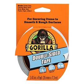 Gorilla Cinta de doble cara, 1.4 x 8 yardas, gris, paquete de 1