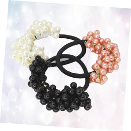 Beavorty 6pcs Pearl Hair Ties Stylish Ponytail Holders for Women Durable Hair Accessories Black Deep and White for Everyday Wear and Any Occasion