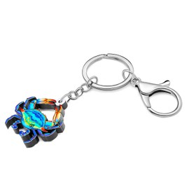 HUAGEO Acryl Niedlich Bunte Krabbe Schlüsselanhänger Ozean Tiere Schlüsselringe Rucksack Handtasche Autoschlüssel Charms für Frauen Spaß Schmuck Geschenke (Blau)