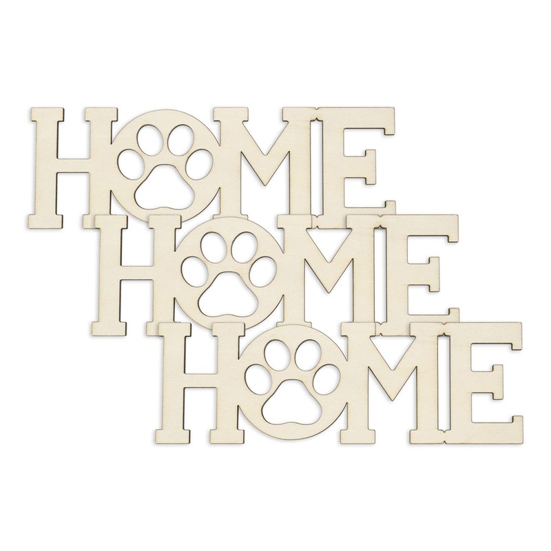 3pcs Home Paw Wood Sign Blank Wooden Dog Cat Paw