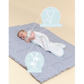 molis&co Baby Summer Sleeping Bag, Summer Baby Sleeping Bag, 0.4 TOG, Newborn Baby Sleeping Bag, Sleeveless, 100% Cotton (Oeko-Tex 100), Premium Quality, Blue Sky (70 cm)