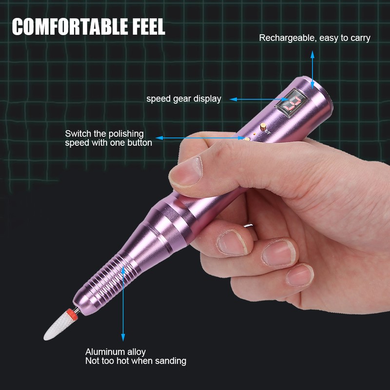 Rechargeable Electric Nail Drill Pen Portable Nail Grinding Polishing Machine