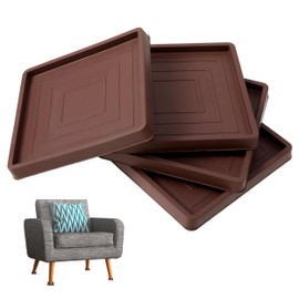 Furniture Cups, 4 Pcs Furniture Caster Cups, 2.5inch Non-Slip Furniture Pads Floor Protectors Rubber Feet Chair Leg Caps for Bed Cabinet Sofa Chair Table Piano(Brown)