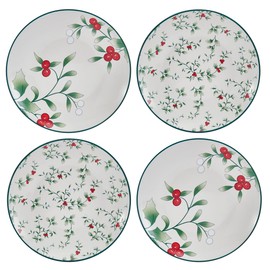 Pfaltzgraff Winterberry Holiday Set of 4 Assorted Appetizer Plates, 6 Inch, Multicolored