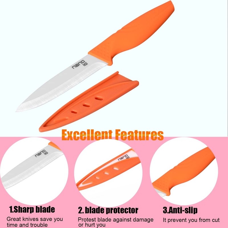 DSNN Steak Knives Set of 6 Muti-color Kitchen Ceramic Knife