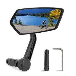 Arkham Fahrradspiegel für Lenker, HD Glas Rückspiegel, 360° drehbarer verstellbarer Fahrradspiegel für rechten Lenker von 15–20 mm, Universal Fahrradspiegel für E-Bike (Rechts 1 Stück)