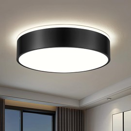 Goomavi Dimmable Black Flush Mount Ceiling Light, 5CCT 2700K-6000K Modern Overhead Close to Ceiling Light Fixtures, 15.8IN Minimalist Round LED Ceiling Lamp for Bedroom, Kitchen, Hallway, Laundry Room