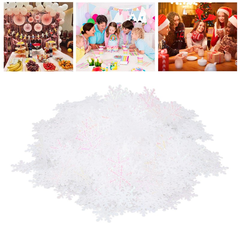 1000Pcs Snowflake Confetti 0.9in Vibrant Color Reusable Plastic Multi Purpose