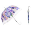 ThreeH Women's Transparent Umbrella Durable Windproof Dome Romantic Flower Patterns