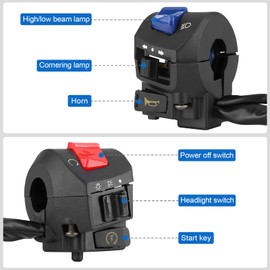 Control de interruptor de manillar, 1 par de interruptores de montaje para manillar izquierdo y derecho de motocicleta de 7/8 pulgadas con bocina y control de encendido
