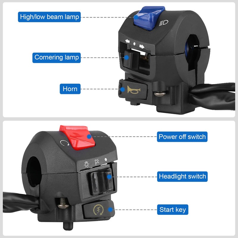 Control de interruptor de manillar, 1 par de interruptores de