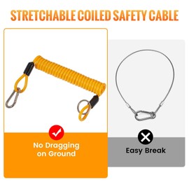 MECMO Breakaway Trailer Cable 6FT, Trailer Brake Safety Cable Heavy Duty Stainless Steel Spring Towing Coiled Wire, Replacement Trailer Brake Away Switch Safety Lanyard for RV Camper Trailer Emergency