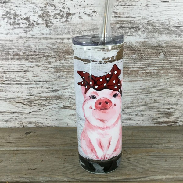 Unbranded Country Pig Barn Wood Rustic 20 oz Skinny Tumbler