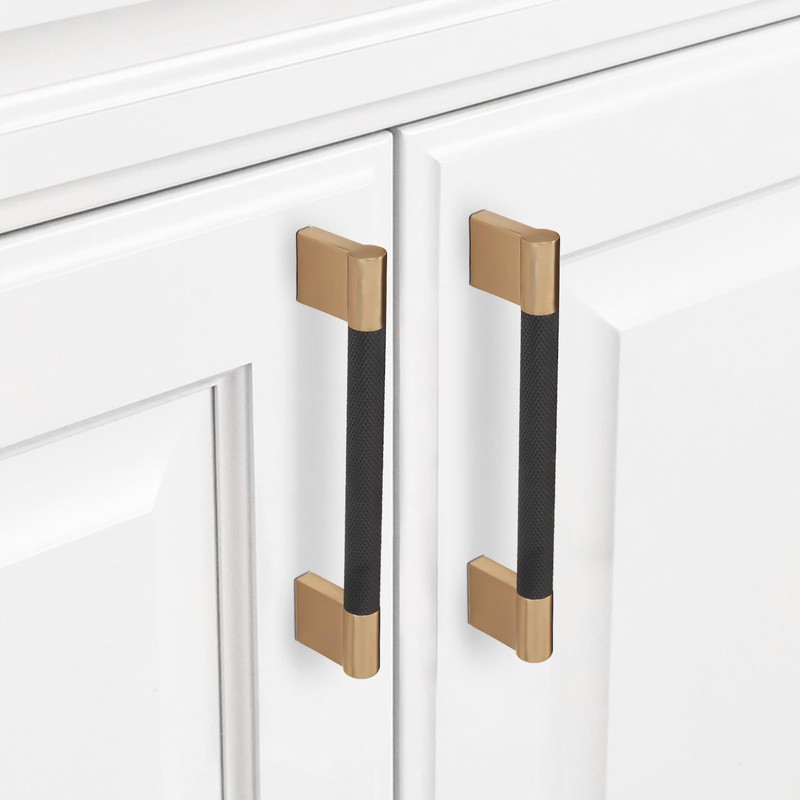BUKOBYHE 10 Pack 3.75Inch Black and Champagne Bronze Kitchen Cabinet