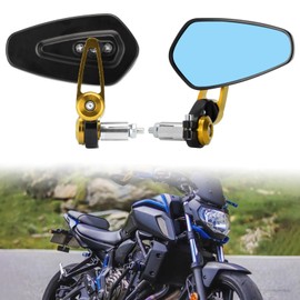 RIDLOG Motorcycle Bar End Mirrors 7/8'' 22mm CNC Aluminum Universal Rear View Side Mirror Fit for Honda Grom Kawasaki Suzuki Ducati Yamaha and More Street Sport Bike Scooter Cruisers (Gold)