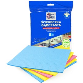 Easy Peasy Mate Biodegradable Sponge Cloths - Eco-Friendly Universal Tea Towels Pack of 5 - Cellulose Reusable Cleaning Cloths Size 16 x 18 cm