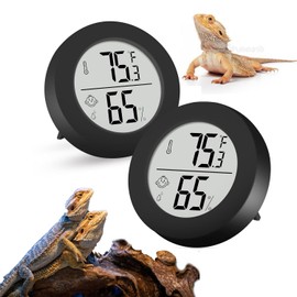 Thlevel Reptile Tank Accessories, 2 Pack Bearded Dragon Tank Thermometer Humidity Gauge for Leopard Gecko, Jumping Spider, Snake, Gecko, Ball Python, Lizard