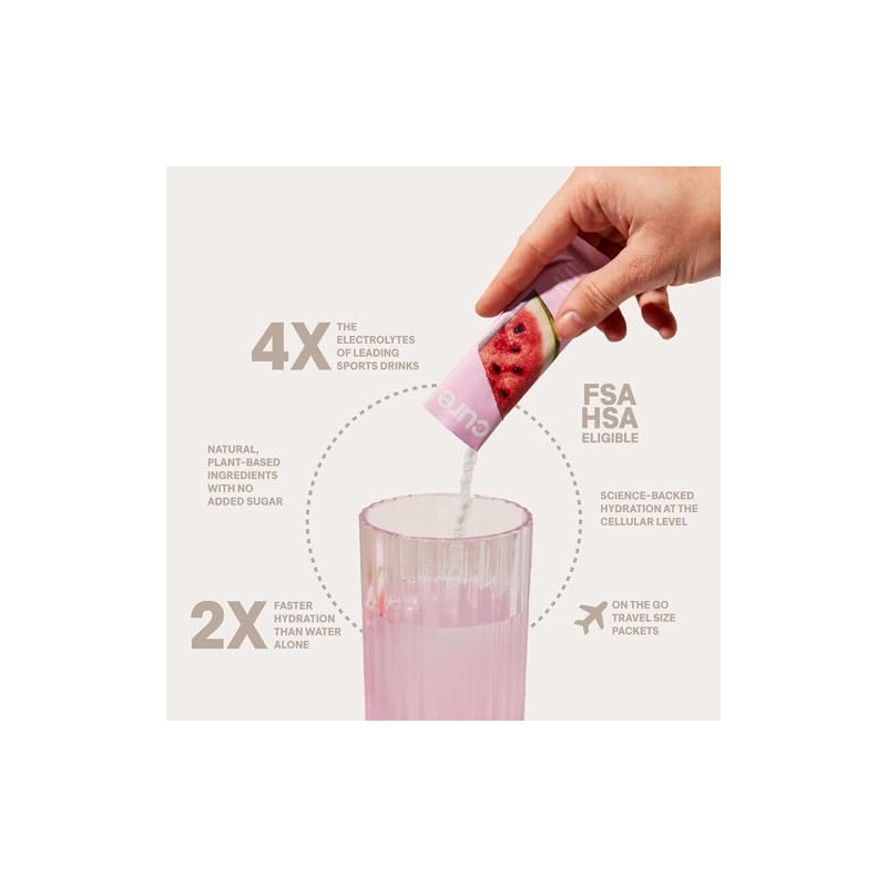 Cure Hydration Mezcla Hidratante Electrolitos Vegetales Polvo Aliviar Deshidratación Hecho
