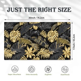 Golden Palm Door Mats Outdoor Entrance,Tropical Leaves Doormat 17 X 30 Inch Waterproof All-Season Low-Profile Front Mat for Indoor Floor Home Entryway