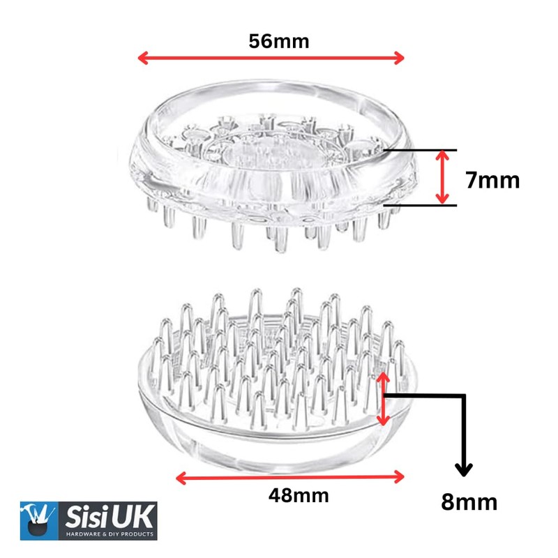 Spiked Caster Cups 4 pack 56mm Round Clear Furniture with