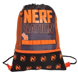 Boys Nerf Drawstring Gym Bag Kids Sports Swimming School PE Kit Bag Keyring Nerf Battle Bag