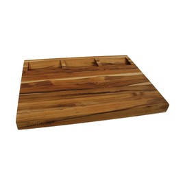 EcoDecors, Teak Cutting Board 20"x15" Reversible Edge Grain, Extra Large Solid Teak Wood Carving Board with Juice Groove, 3 Charcuterie Trays, Side Handles, Best Wooden Cutting Board for Kitchen