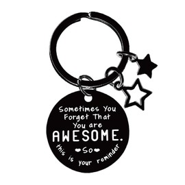 AIQIUQIU Funny Inspirational Birthday Gifts Keychain, Christmas Presents for Women Men - Somtimes You Forget You Are Awesome with Star Keyring for Best Friend Daughter Coworkers Thank You Gifts