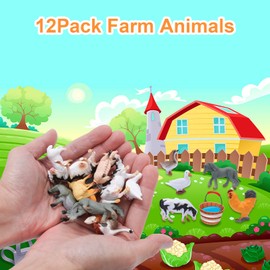 12 Pieces Farm Animals Figures Toys,Mini Farm Animal Figures,Plastic Farm Animals Figurines,Realistic Farm Animal Figures Educational Learning Toys for Kids Toddlers,Animals Figurine (Animal poultry)